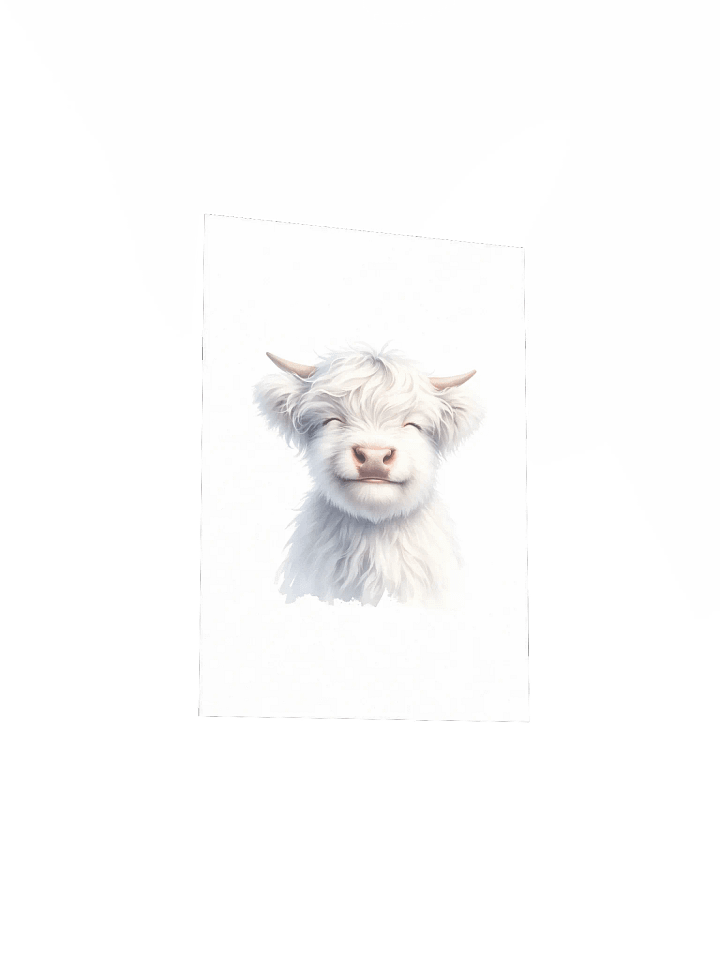 Happy White Highland Cow Nursery Print product image (2)