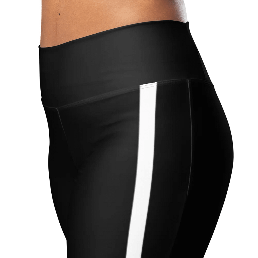 White Side Stripe Black Flared Leggings product image (4)