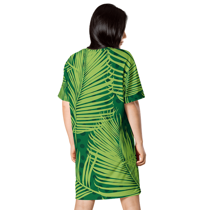 Oversized Green Tropical Print T-Shirt Dress product image (2)