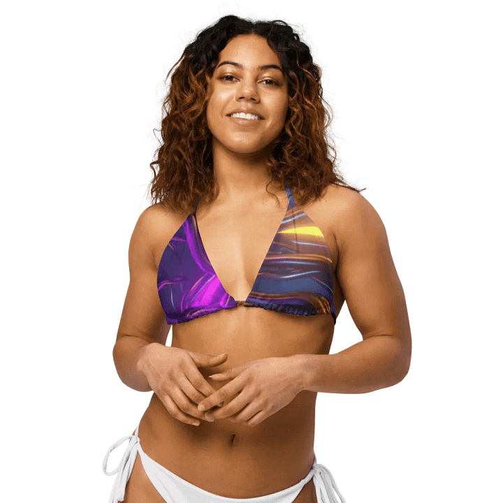 Top de bikini cu șnur, căptușit, cu imprimeu integral product image (1)