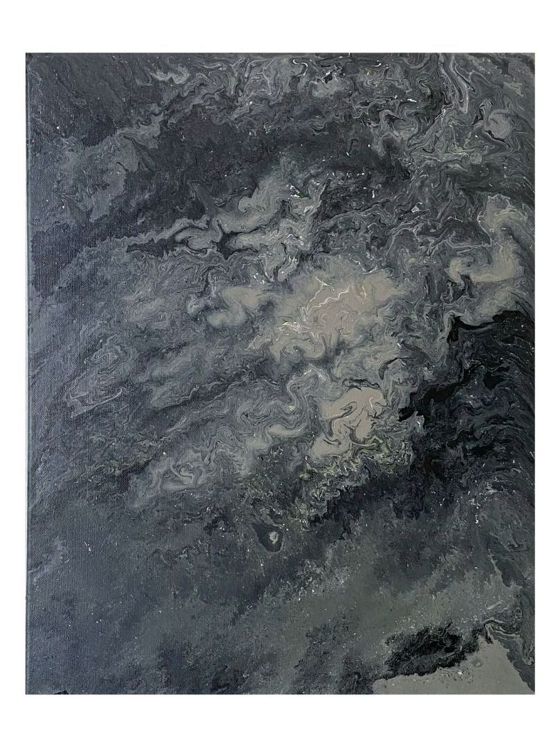Shades of Grey Abstract Acrylic Pour Painting on 16x20 Inch Canvas | Modern Marble Art product image (1)
