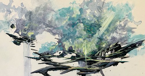 horizontal sketch✨

#fantasylandscape #fantasyart #acrylicpainting #surrealism #horizontal #landscape #painting #sketch