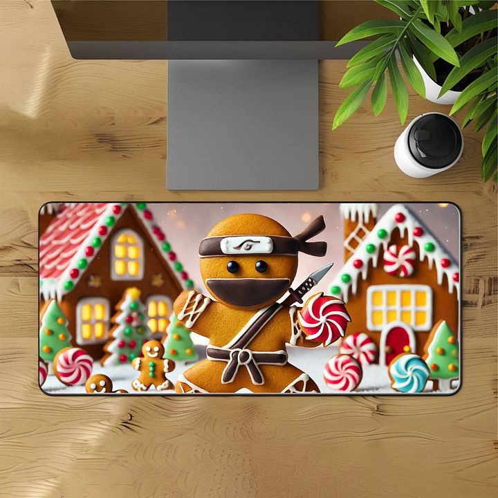 Gingerbread Ninja Holiday Desk Mat - 12"x22" product image (1)