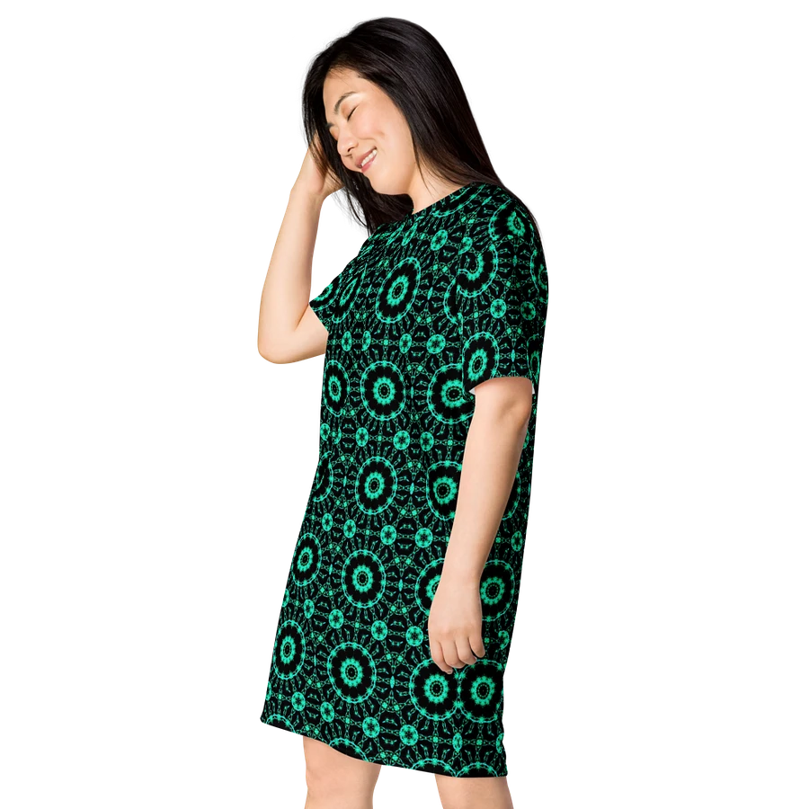 Abstract Repeating Neon Green Shapes T Shirt Dress product image (6)