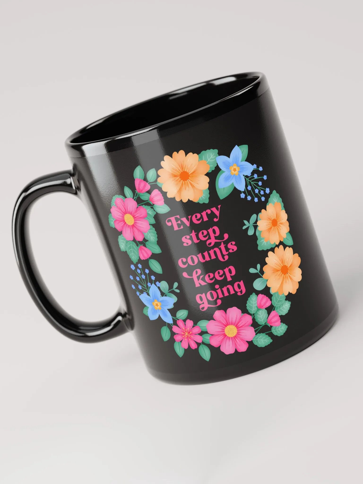 Every step counts keep going - Black Mug product image (3)