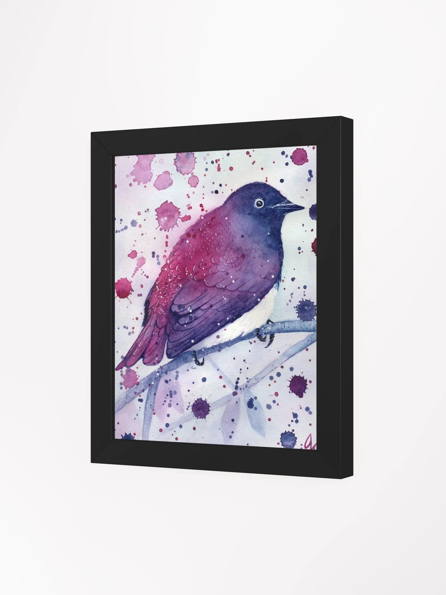 Vibrant Perched Violet-Backed Starling Watercolor Poster product image (14)