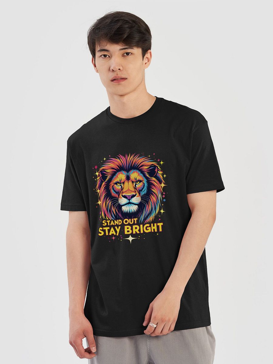 Bold Neon Lion Graphic Tee - Supersoft Slim Fit Cotton Shirt - Futuristic Glow Shirt product image (5)