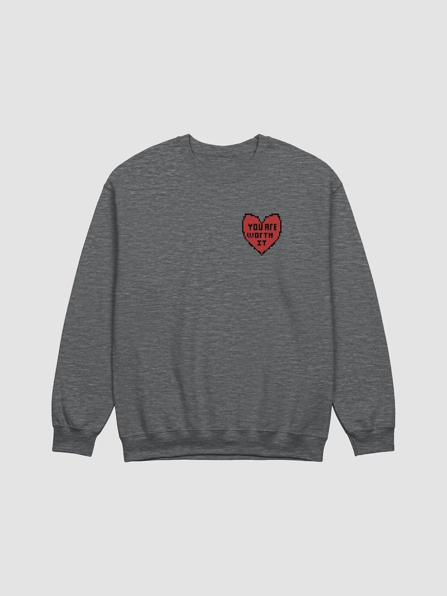 You are worth it pixel heart crewneck sweat shirt product image (1)