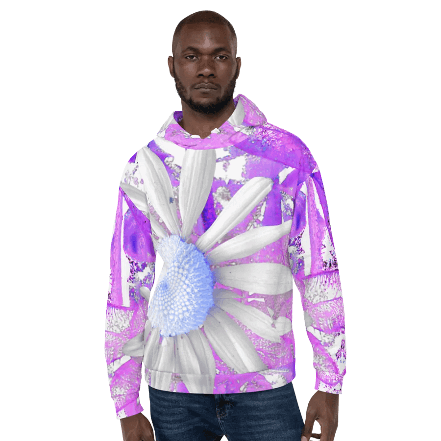 Cool Vivid Abstract Daisy Flower Unisex Pull Over Hoodie product image (6)