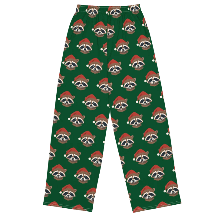 Raccoon Christmastime Wide-Leg Lounge Pants in Green product image (2)