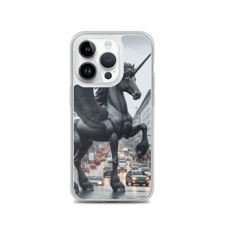MagSafe® Clear Case for iPhone® | AI-Designed Black Winged Unicorn product image (3)