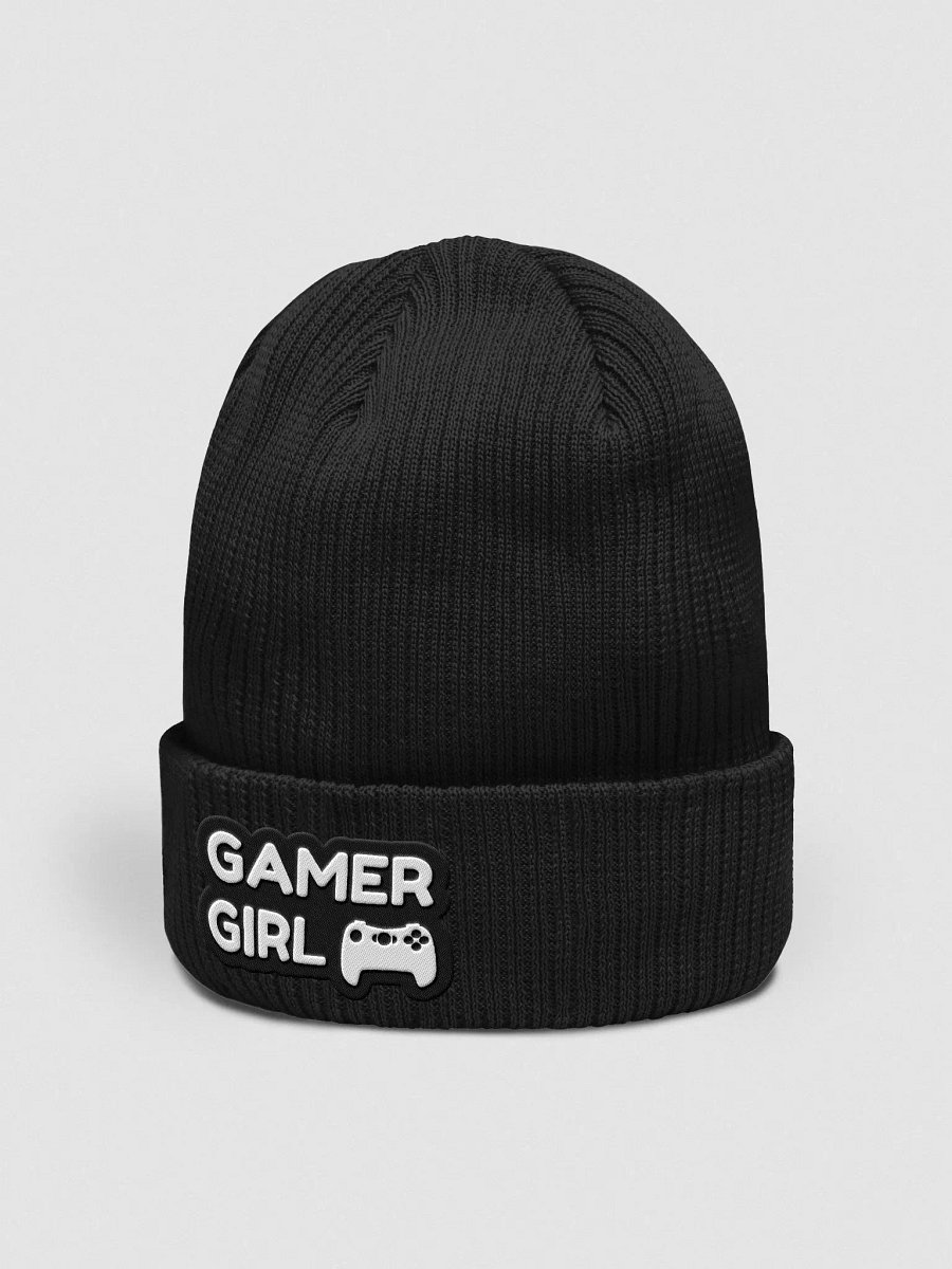 Gamer Girl Embroidered Organic Cotton Ribbed Beanie (White Text) product image (11)