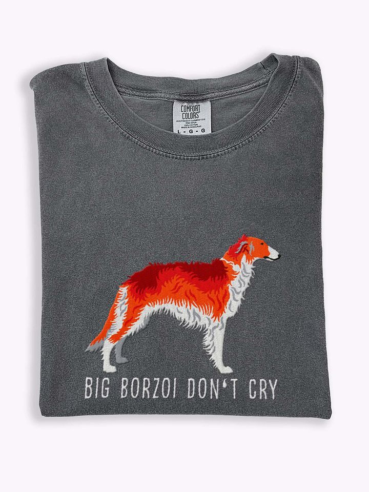 Big Borzoi Don't Cry T-Shirt(Embroidered) of a Borzoi(Red) product image (1)
