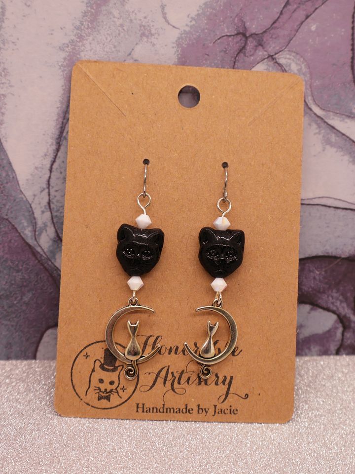 Black Cat Drop Earrings product image (1)