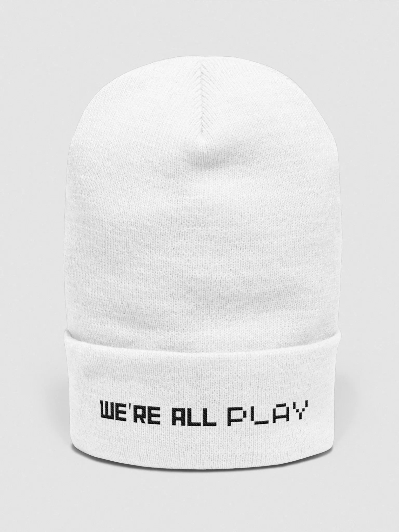 We're All Play Beanie - White with Black Lettering product image (1)