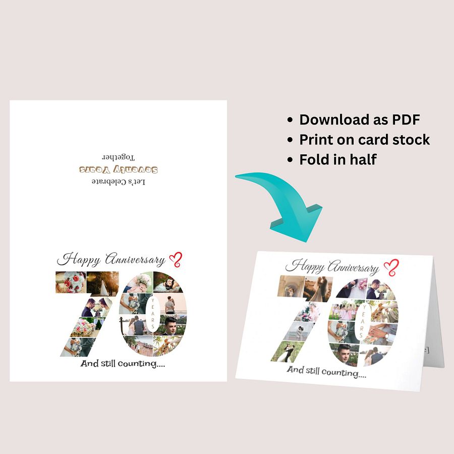 70 Year Anniversary Photo Card Editable Canva Template product image (7)