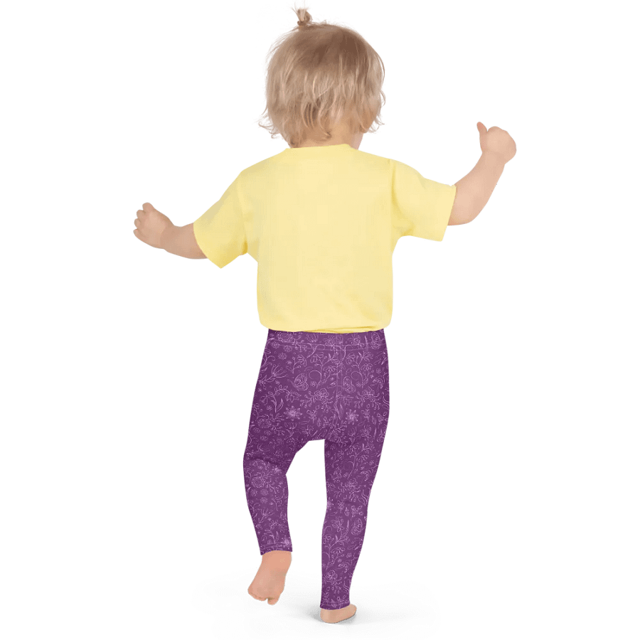 Dark Purple Floral Kid's and Toddler's Leggings product image (5)
