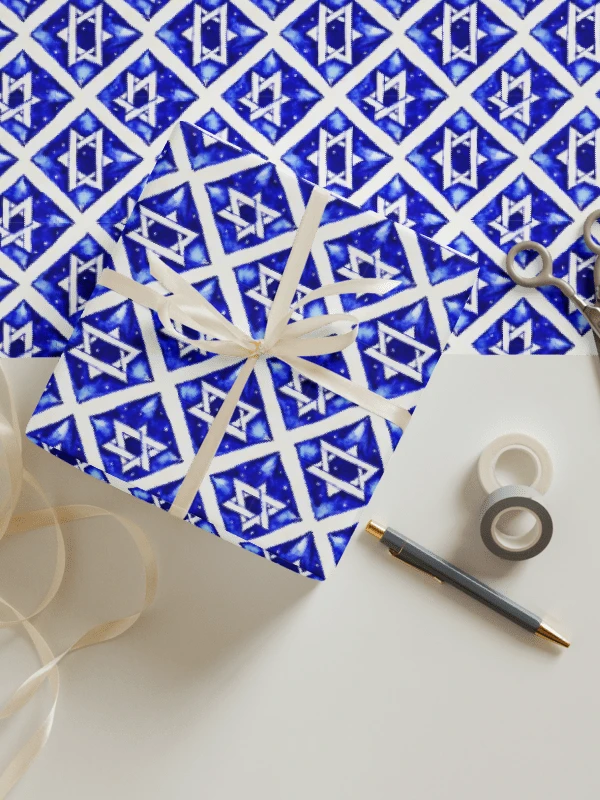 Star of David Wrapping Paper Sheets (Blue) product image (2)