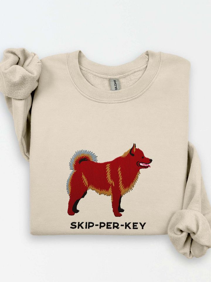Skip-Per-Key Sweatshirt (Embroidered) of a Schipperke(Brown) product image (1)