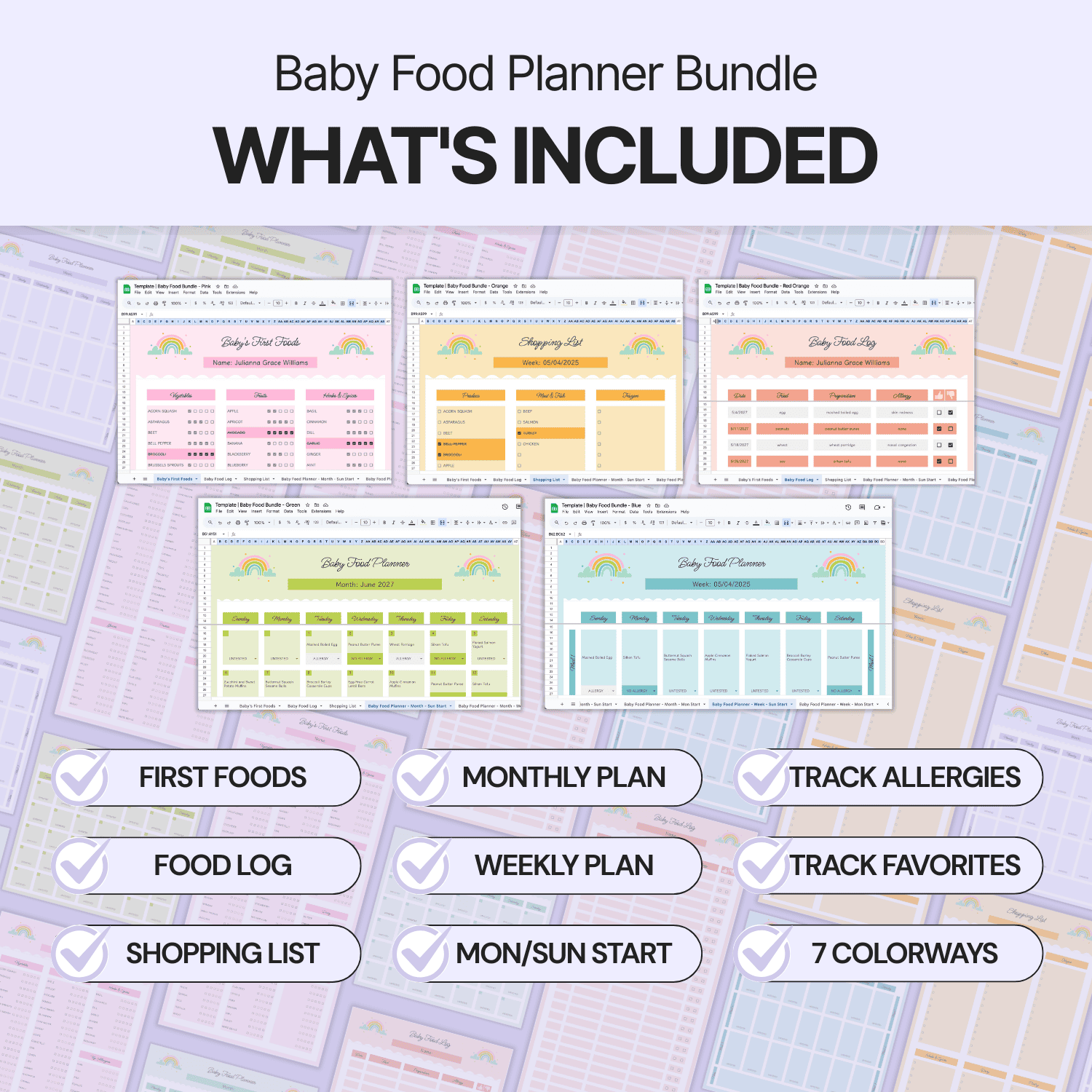Baby Food Planner Bundle Google Sheets product image (2)