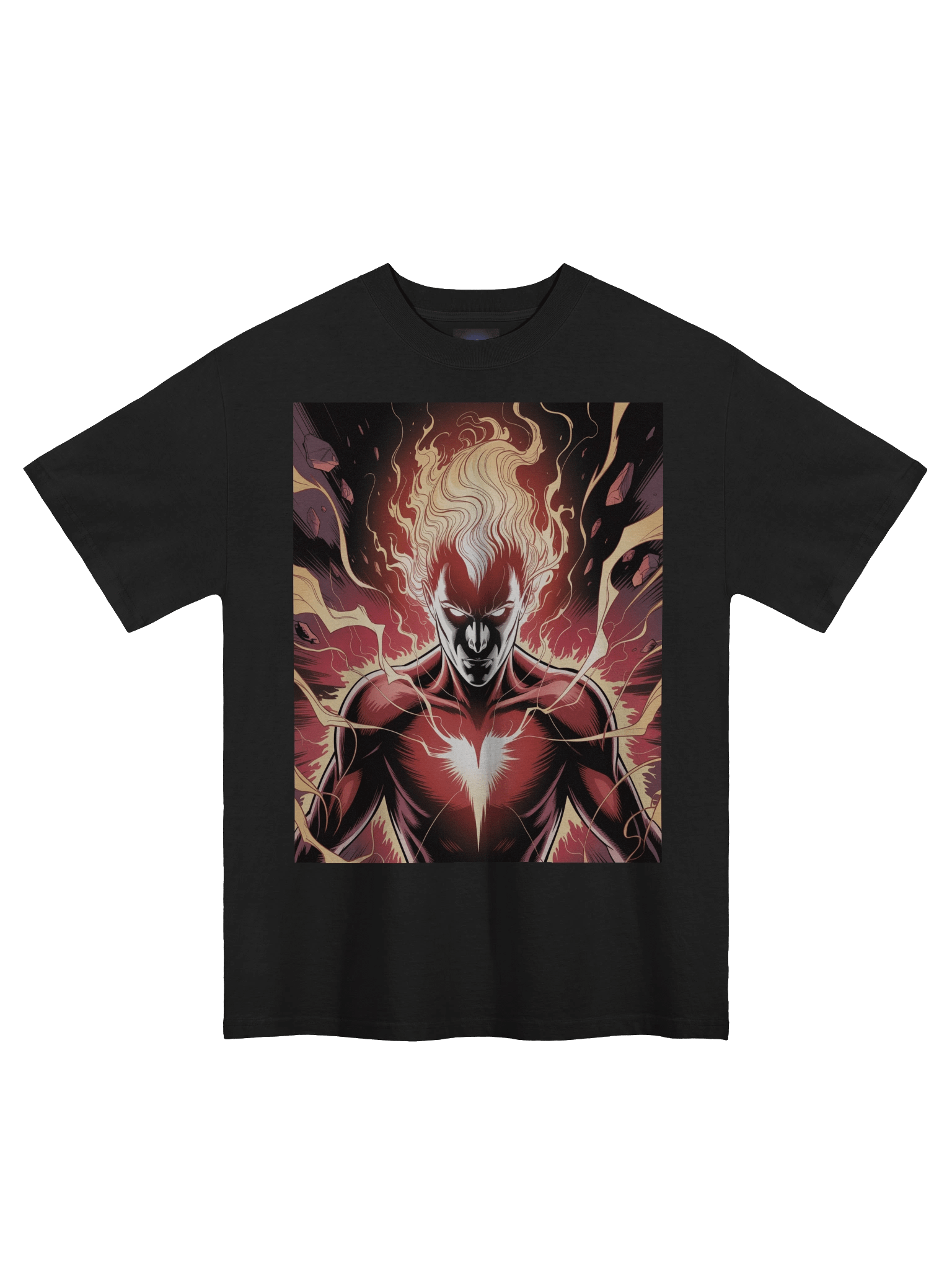 Dark Phoenix Flame Fury Oversized Faded T-Shirt – Cosmic Wing Eclipse product image (3)