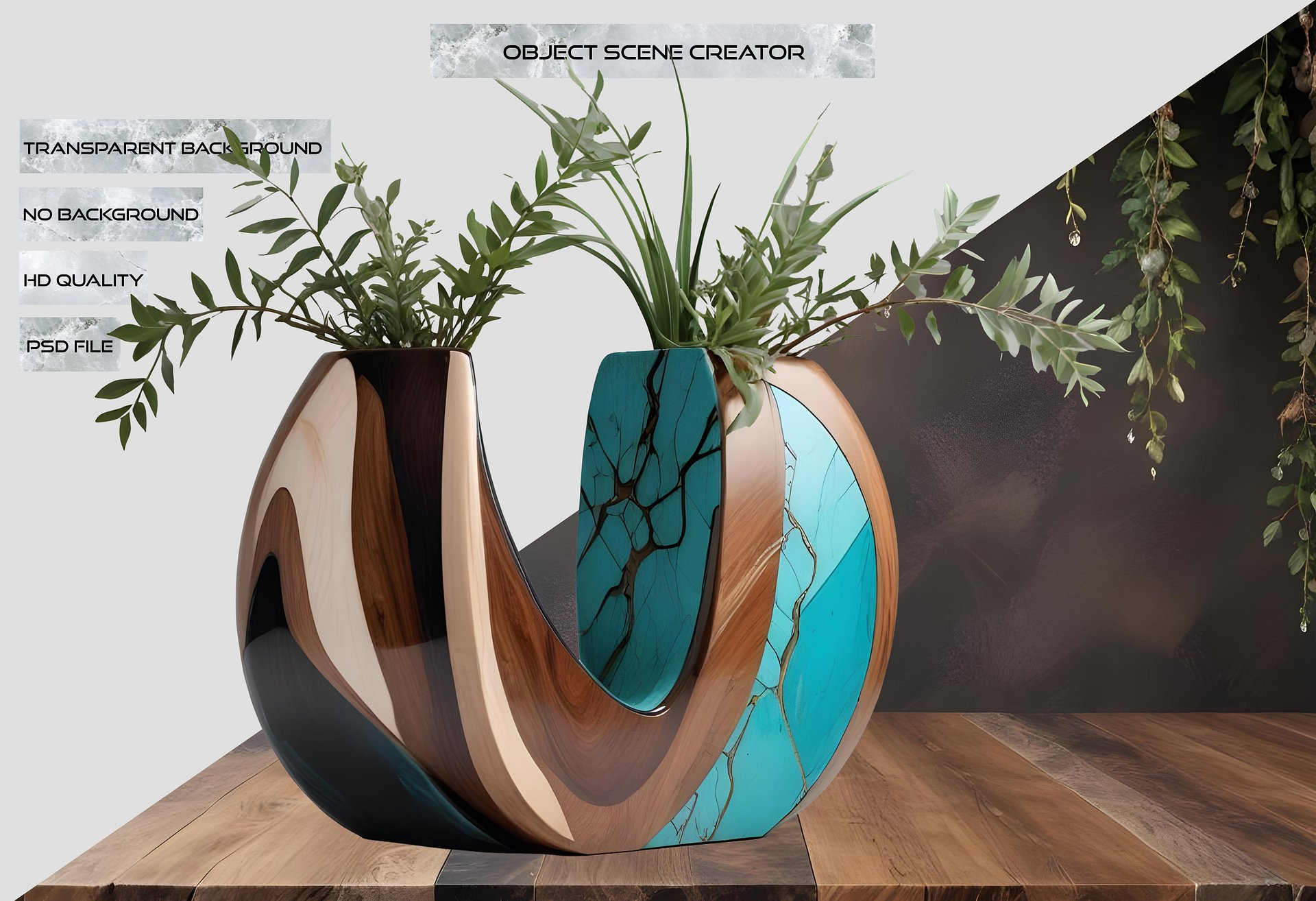Song of the Waves – Art Deco Vase Arrangement PNG product image (2)