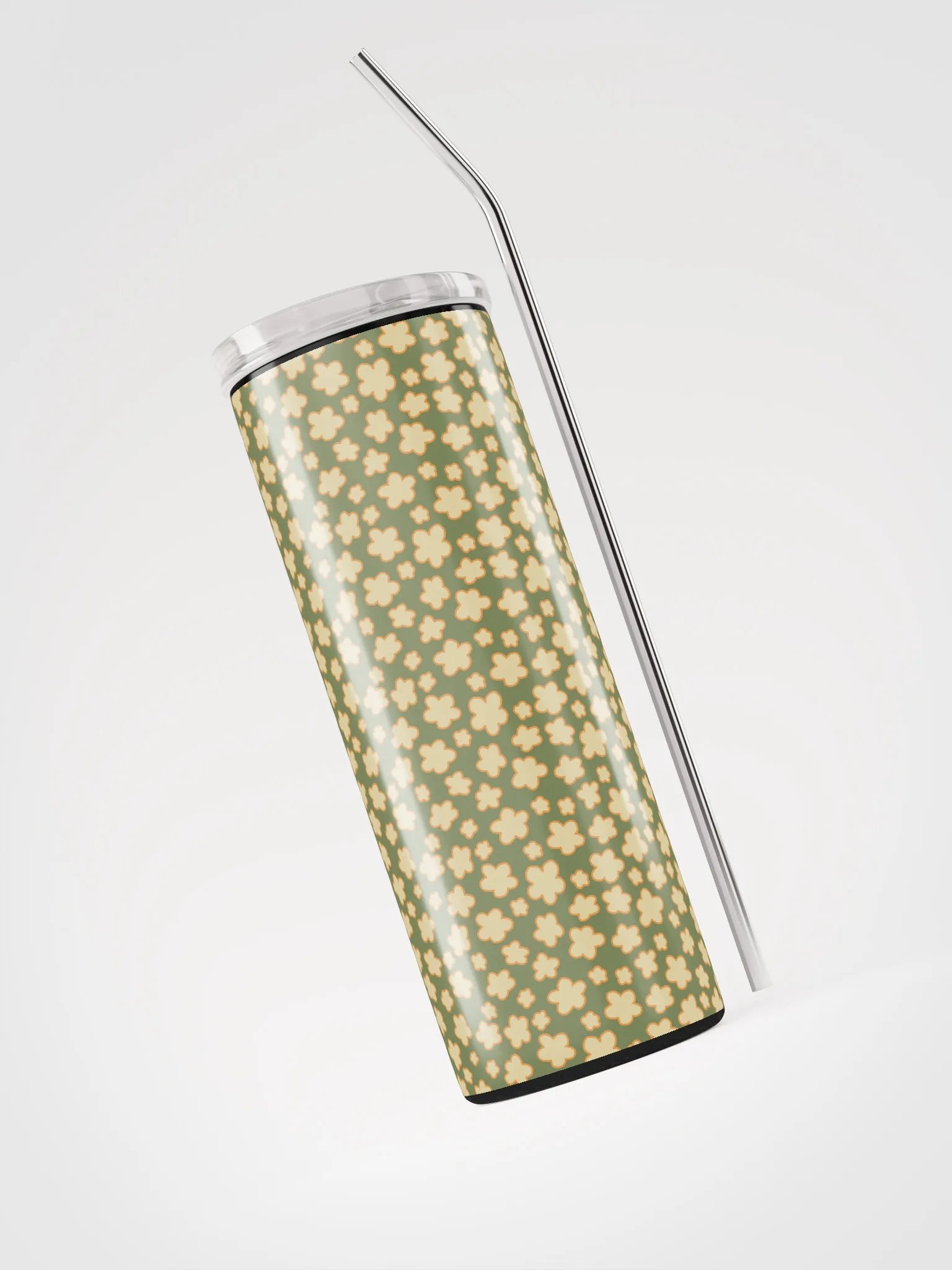 Simple Tan & Green Floral 20-oz. Stainless Steel Tumbler product image (5)