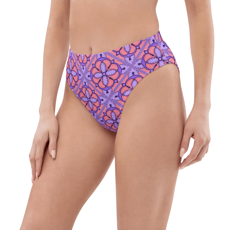 Peach and Lilac Symmetry Pattern High Waisted Bikini Bottom product image (7)