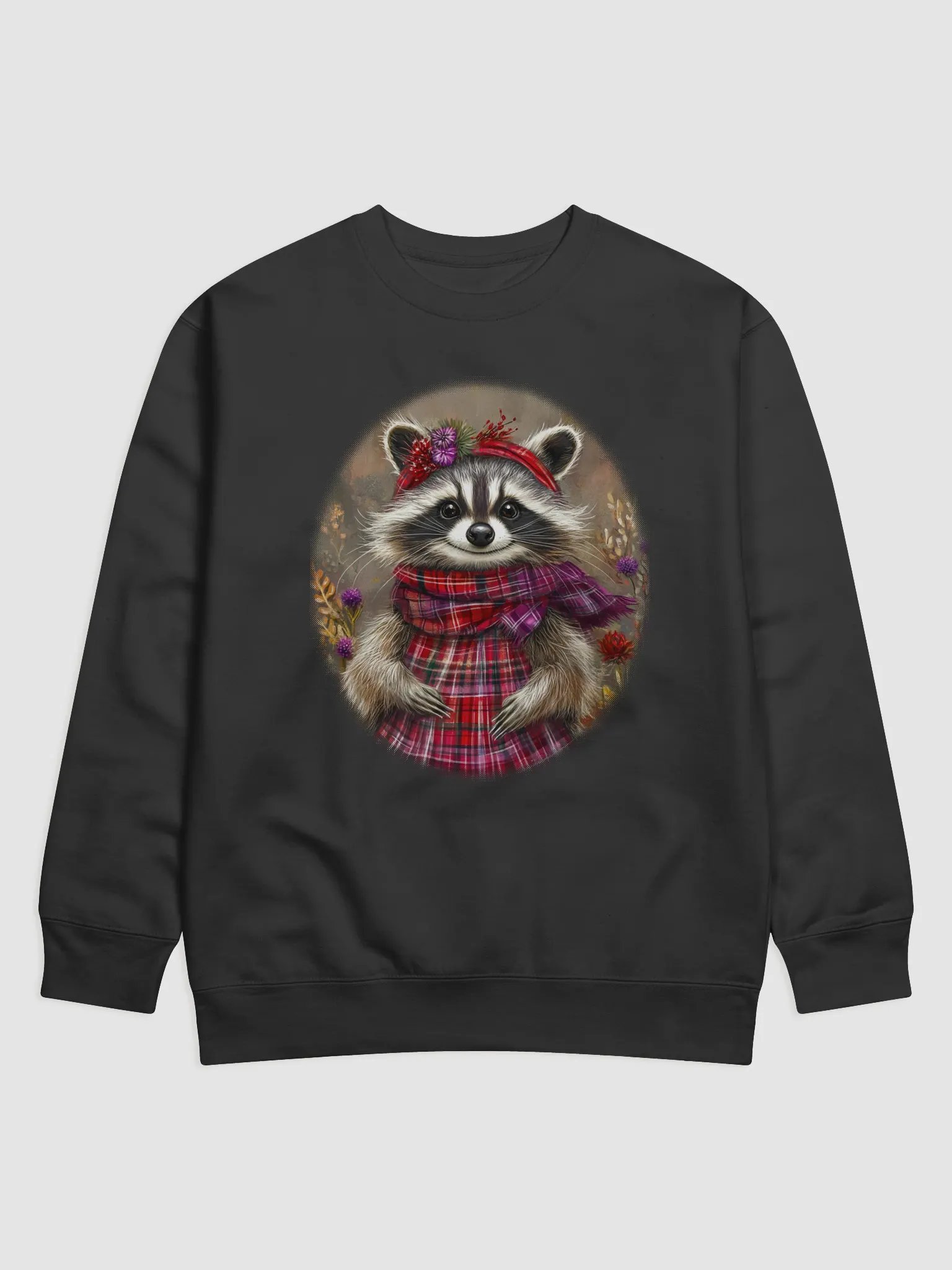 Whimsical Raccoon Plaid Sweatshirt product image (1)