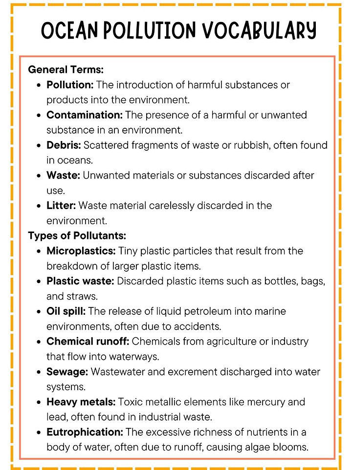 Ocean Pollution Vocabulary List product image (1)