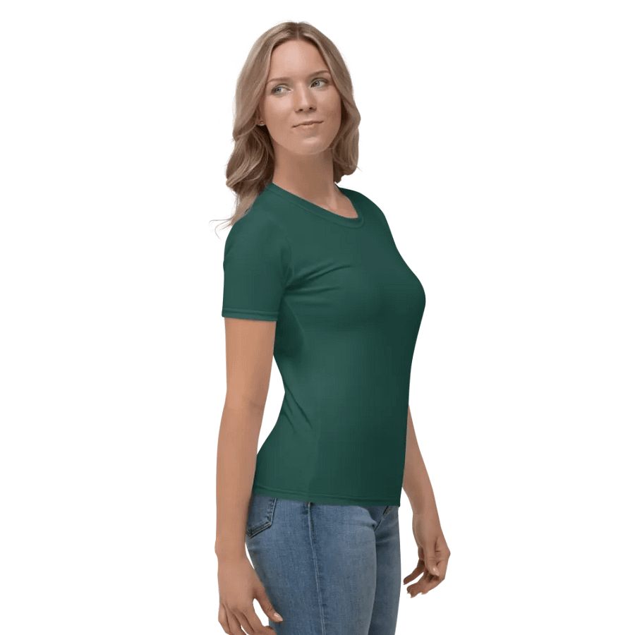Plain Dark Green Soft Summer Women's Crewneck Polyester Heavyweight Premium T-Shirt by Treasure Pie product image (4)