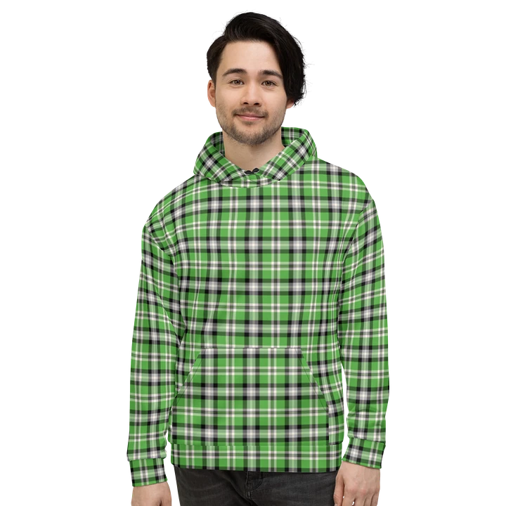 Bright Green, Black, and Gray Plaid Hoodie product image (2)