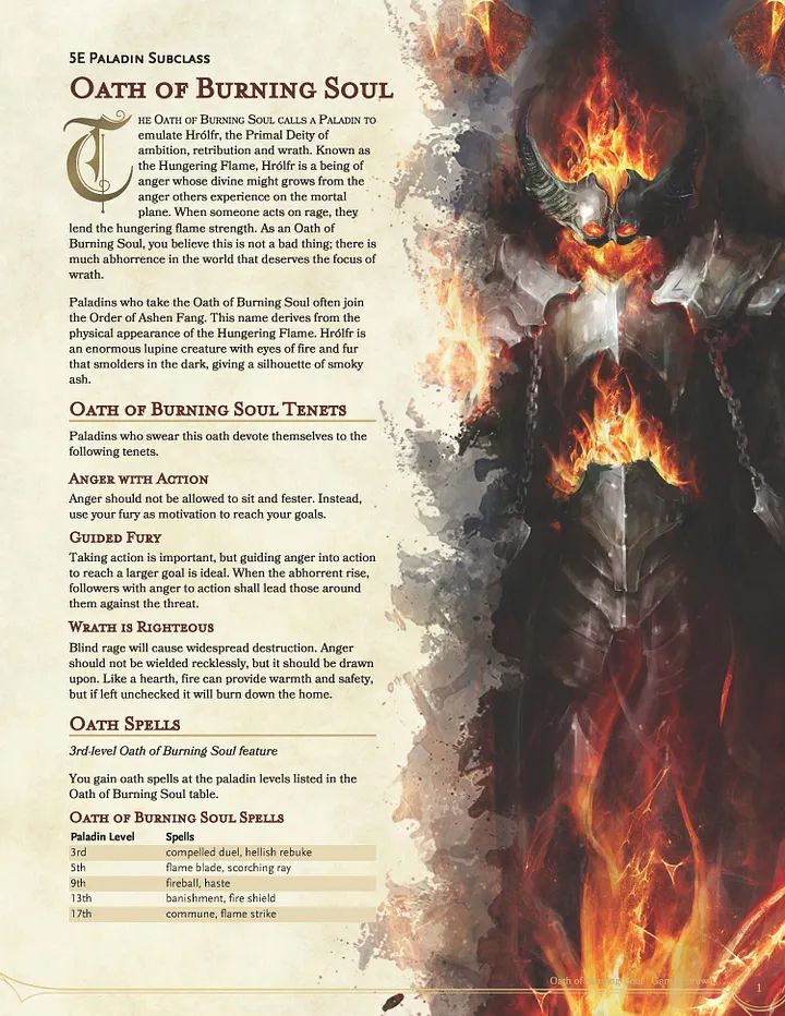 Oath of Burning Soul | 5E Paladin Subclass product image (2)