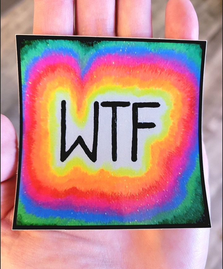 WTF Neon Square Stickers 3x3 product image (2)