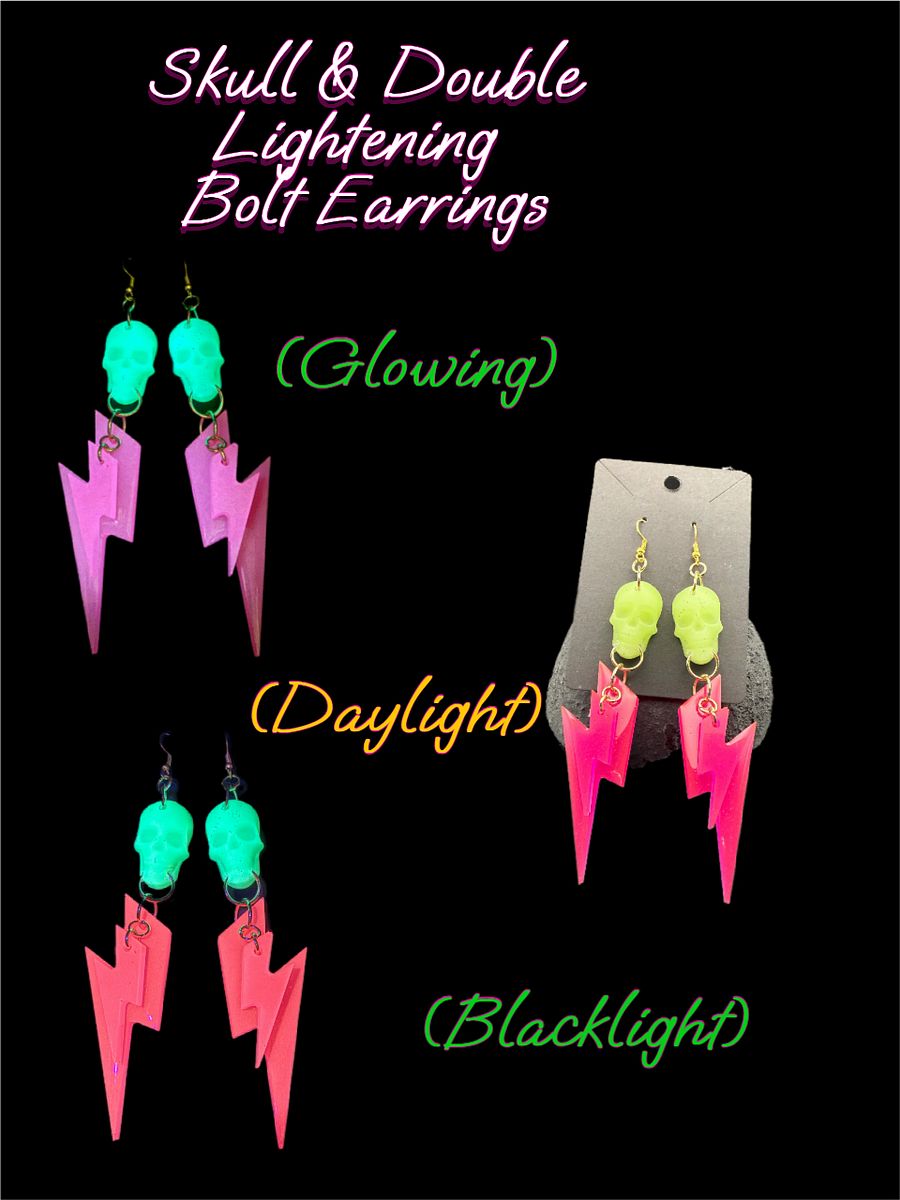 Resin Earrings - Skull/Lightening Bolt product image (4)