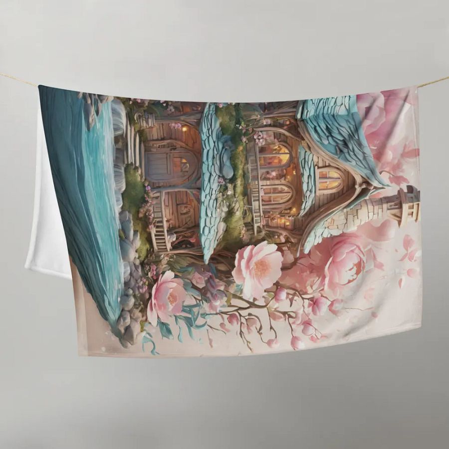 The pink floral hut design throw blanket product image (21)