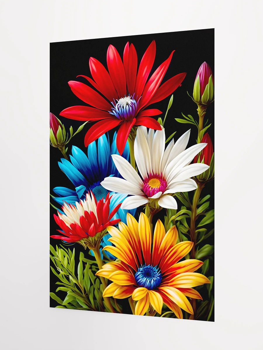 Gazania Flowers in Shades of Red Blue White Yellow Garden Flowers Matte Poster product image (5)