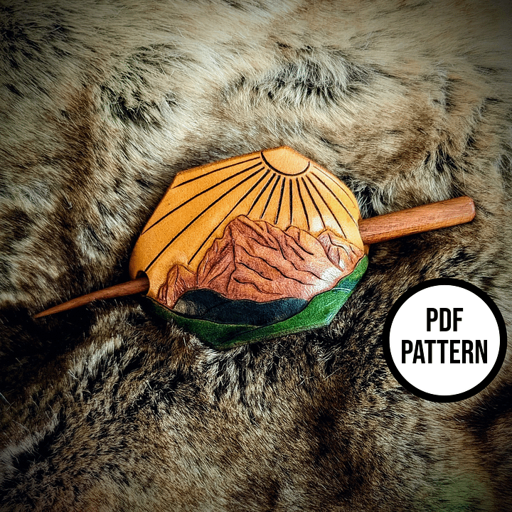 Mountains Leather Hair Stick - PDF Pattern for Leatherwork product image (2)