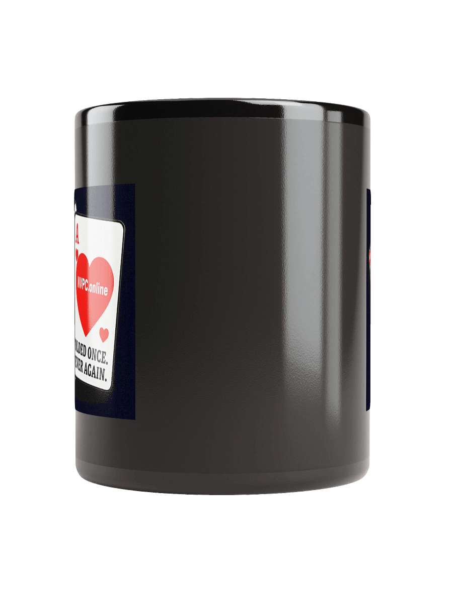 Black "Folded Once - Never Again" Mug - Red Heart Edition product image (5)