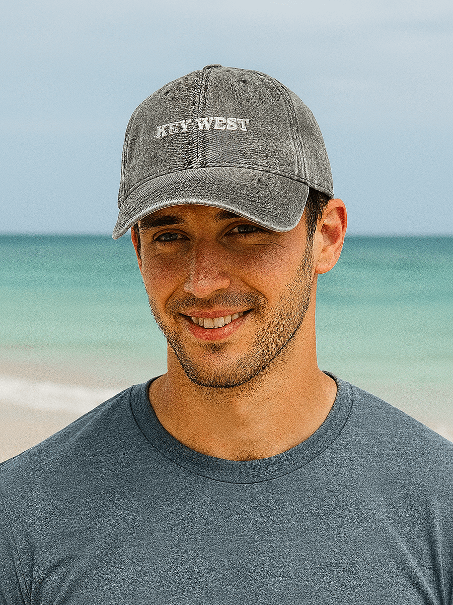 Key West Embroidered Vintage Wash Denim Dad Hat product image (1)