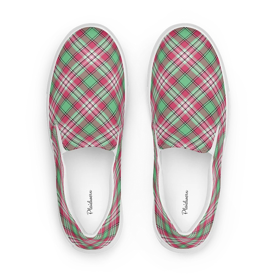 Mint Green and Pink Plaid Women's Slip-On Shoes product image (1)