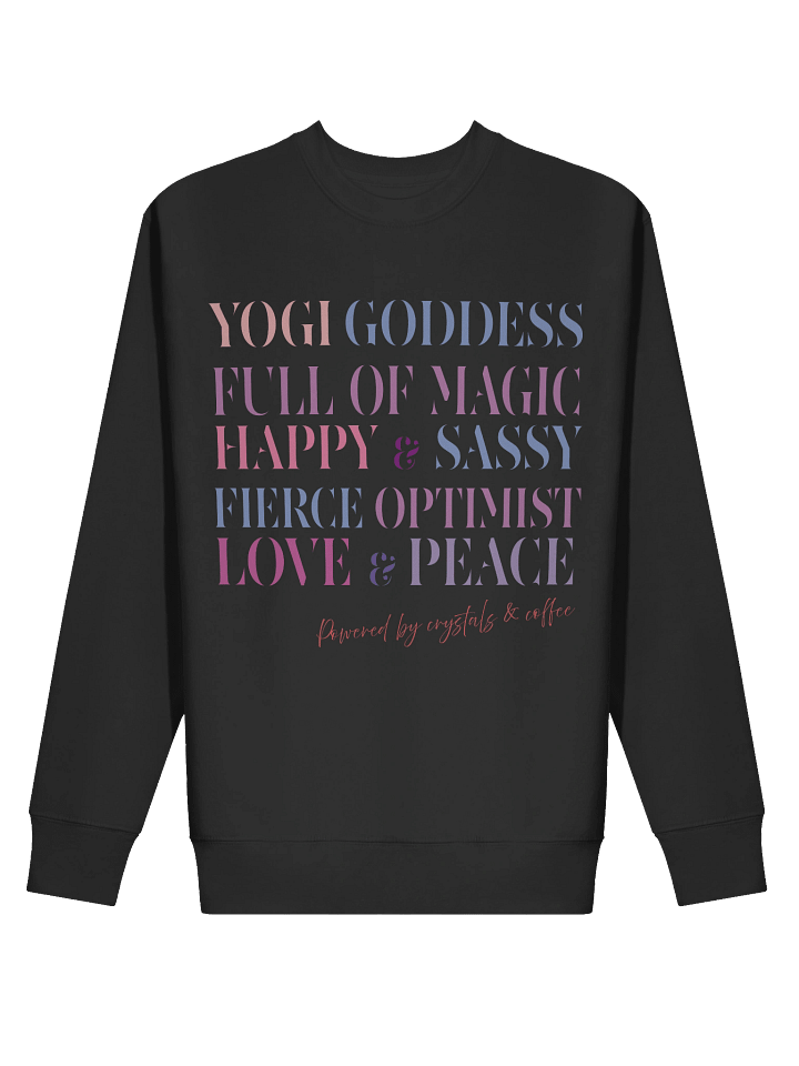 “Powered by Crystals & Coffee” Sweatshirt – Unisex Premium Navy Hoodie for Women & Men product image (5)