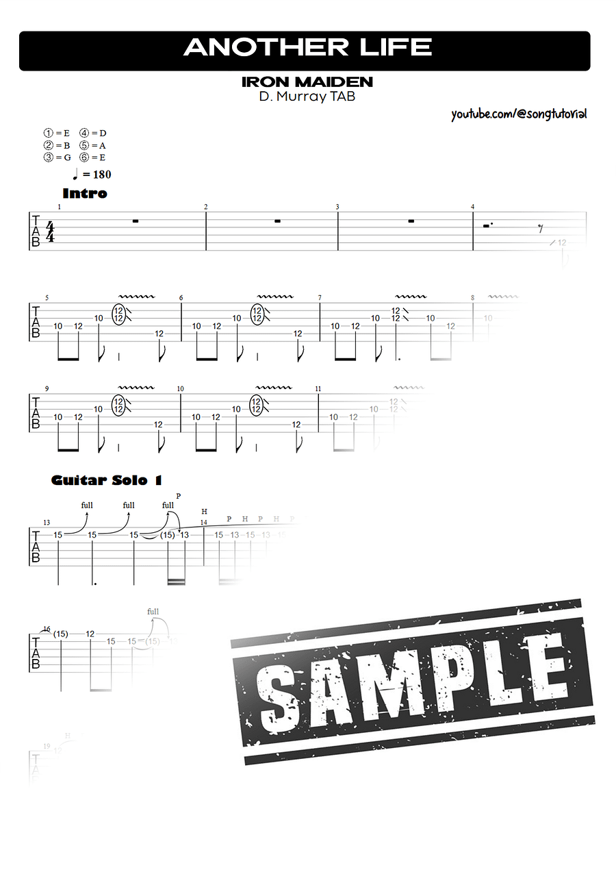 Another Life PDF TAB & Backing Track MP3 product image (2)