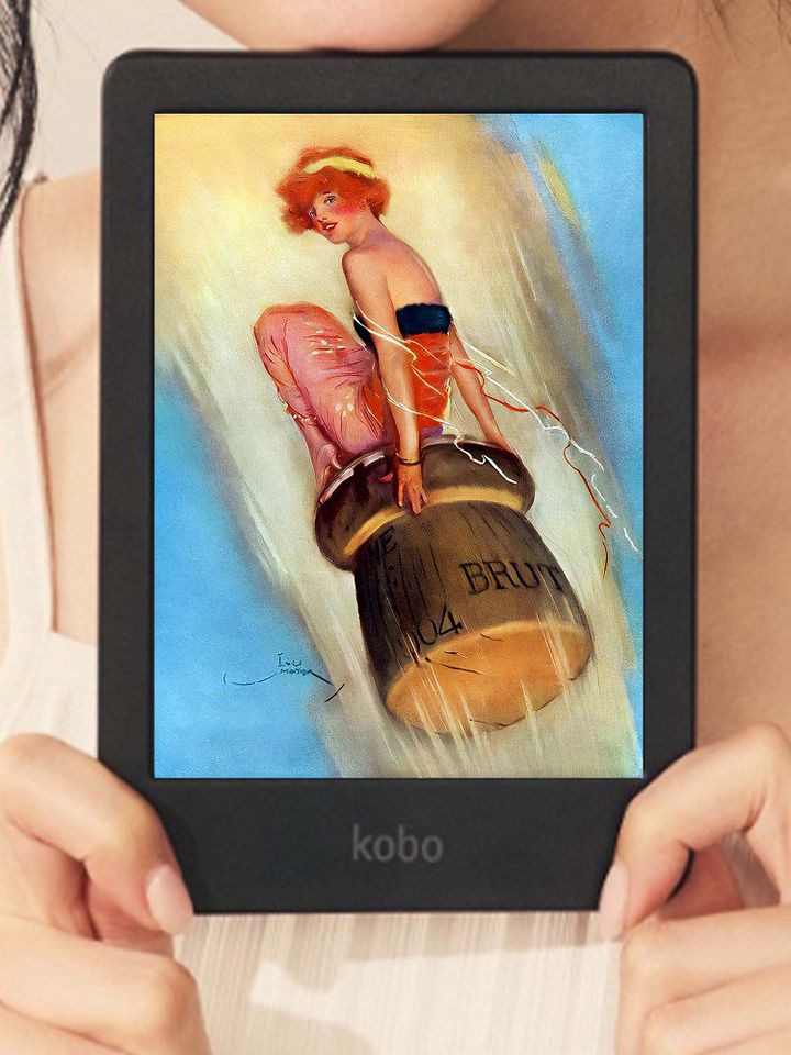 eReader Kobo Colour Screensaver Lock Screen for Kobo Libra Clara Vintage Flapper Champagne Art for Bookish Booktok Book Lovers product image (1)