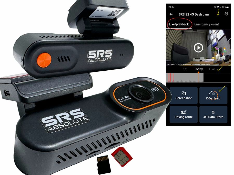 SRS ABSOLUTE 2K 4G DashCam| 24x7 Remote Audio-Video Monitor | Download/Playback/Livestream| GPS Tracking | Geo-Fence | Hyper Lapse | G-Sensor| Motion Sensor| 1TB MicroSD support (1 Channel S2 2K 4G) product image (1)