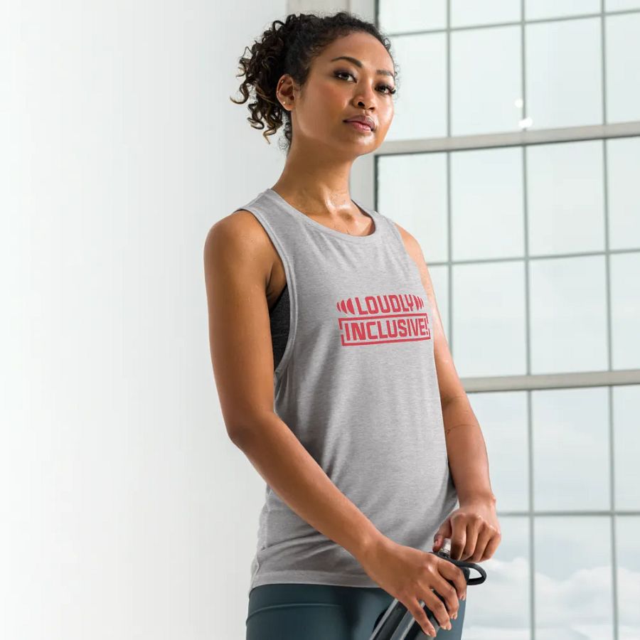 Grey Tank Top with Vibrant Pink product image (1)