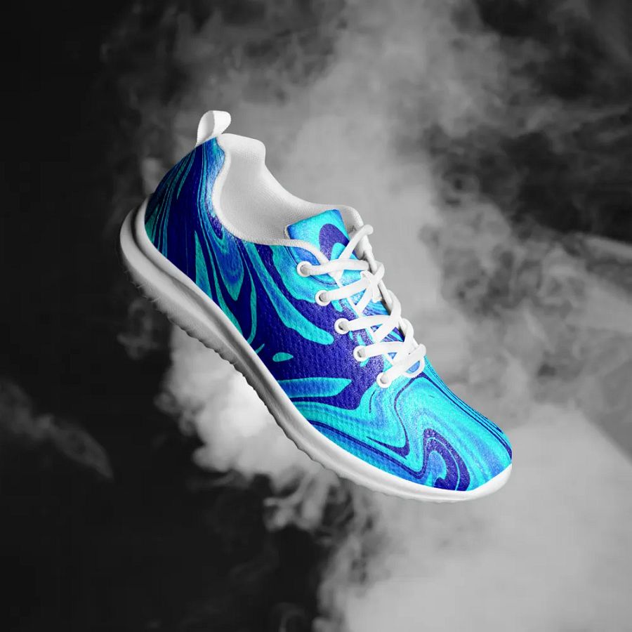 Women's Athletic Shoes - Light and Dark Blue Digital Fluid Art product image (5)