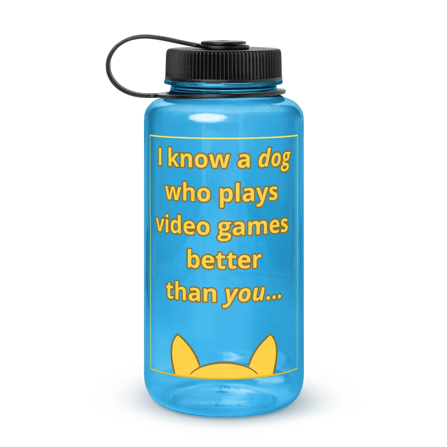 Doopsters - I know a Dog Gamer - Wide Mouthed Water Bottle 32 Ounce product image (1)
