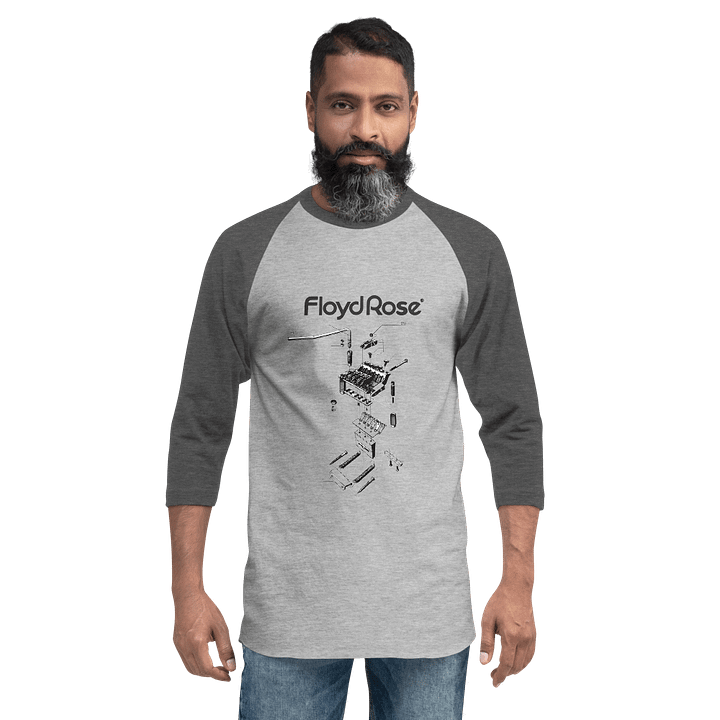 Tremolo Exploded View Raglan T-Shirt – Retro Tech Style for Guitar Enthusiasts product image (2)
