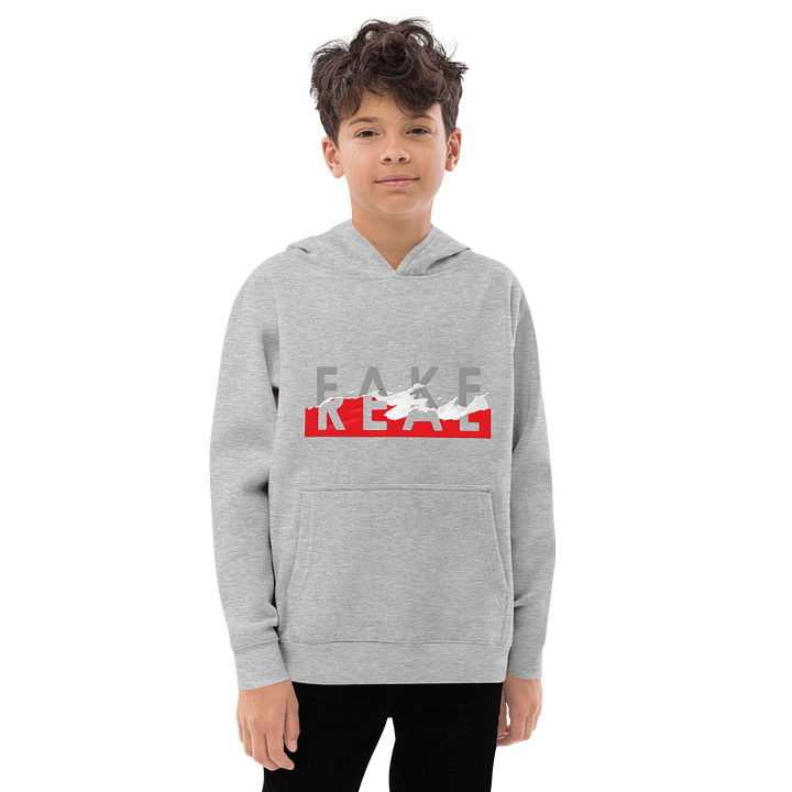 Kids Youth Pullover Fleece Fake Real Slogan product image (1)